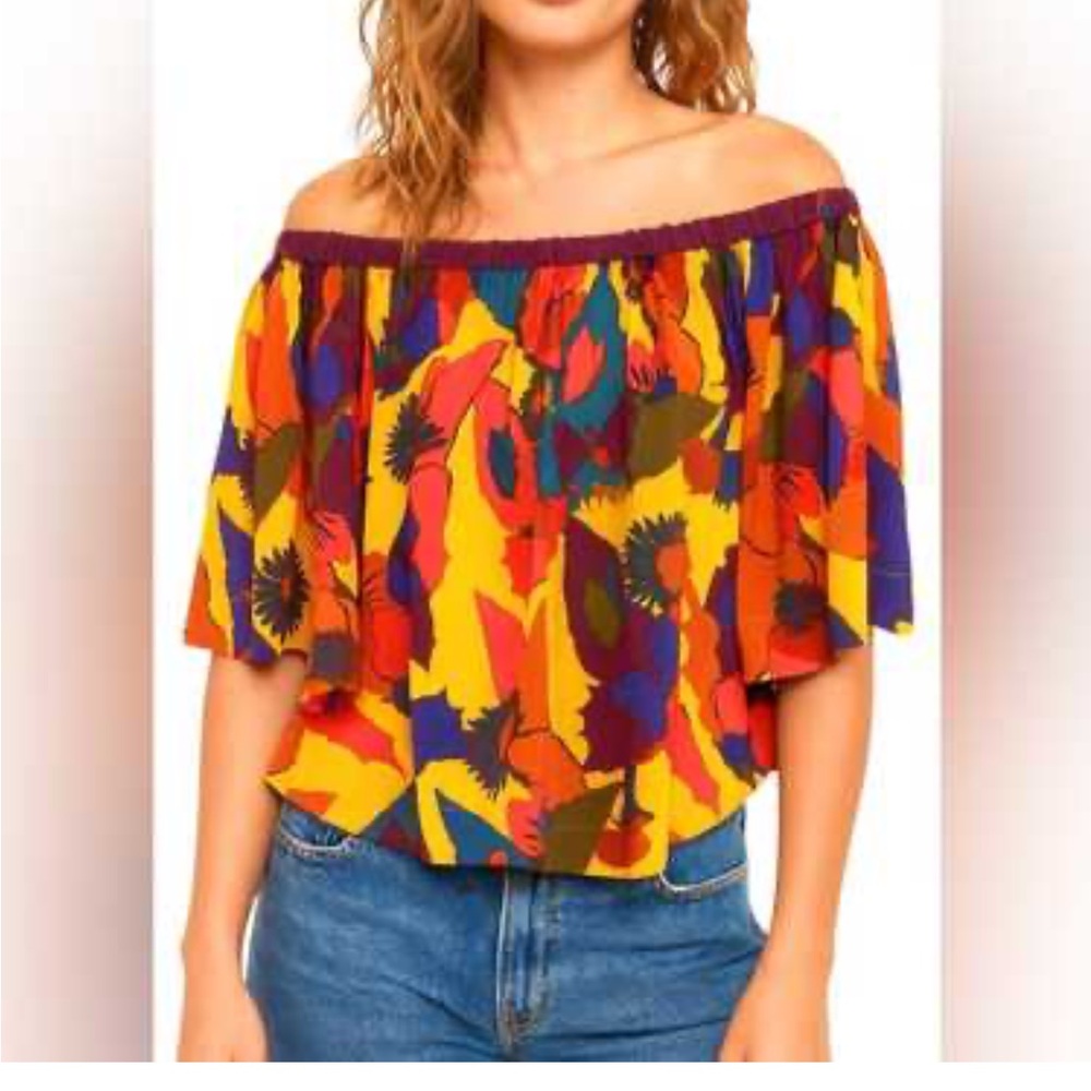 Free People Rockin RacheColorful Abstract Blouse